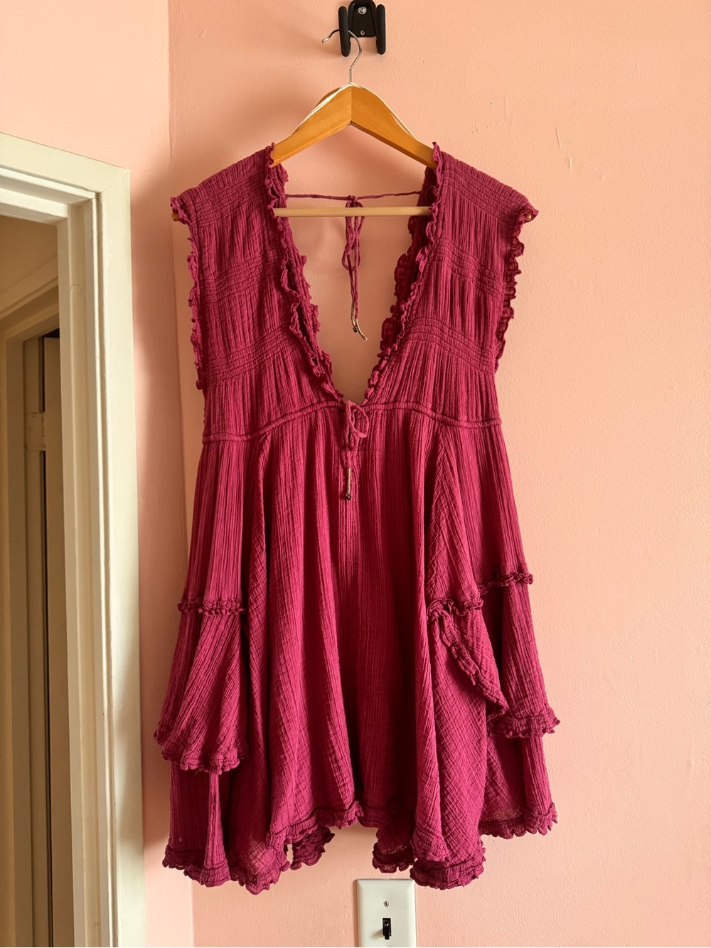 Free People Mini Dress in Berry Pink/ Magenta